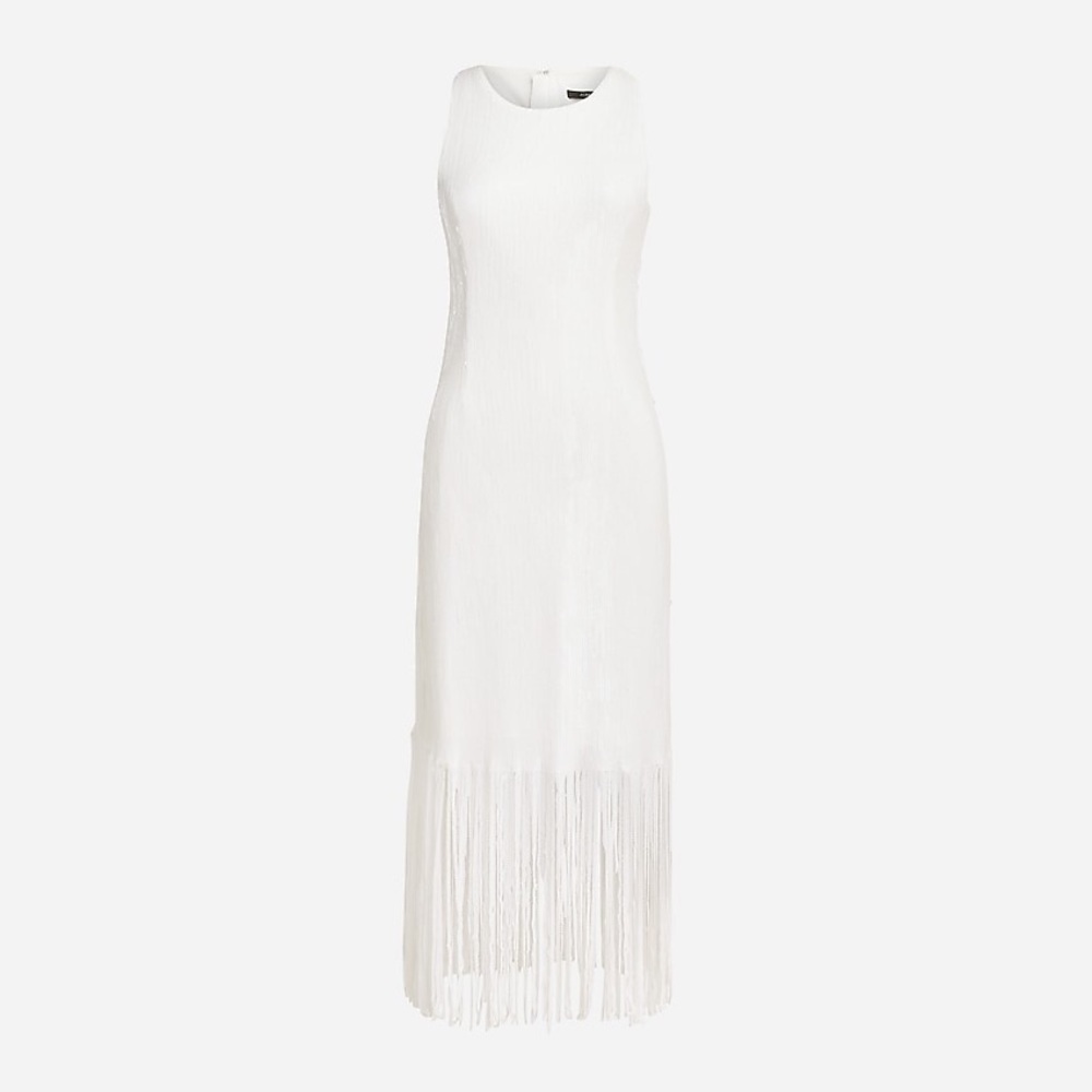 J Crew Collection fringe-trim sheath dress in sequin BR505